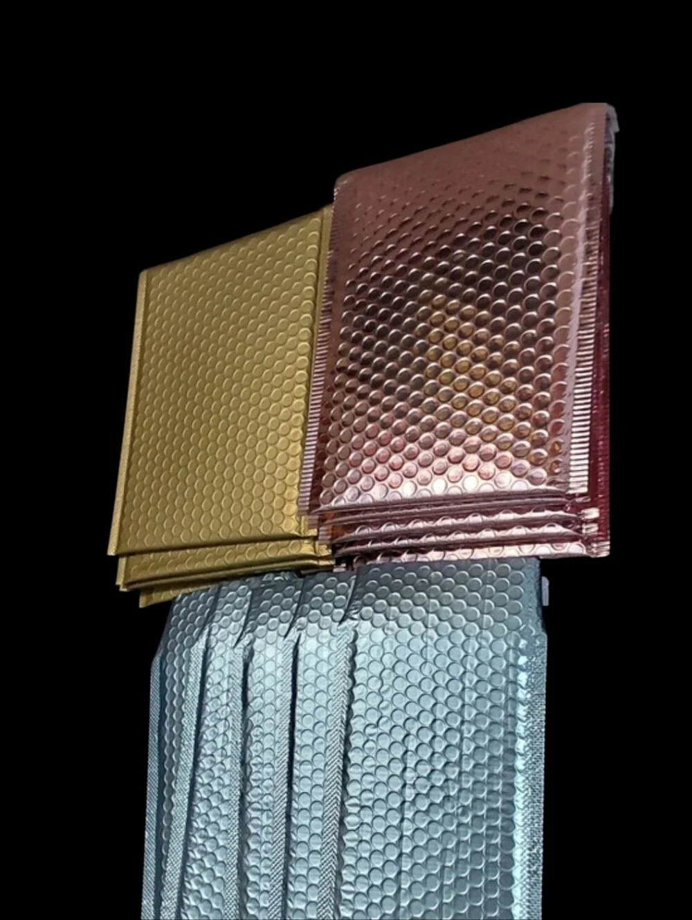 15ct. Metallic Bubble Mailer Set - Gold, Rose Gold, Ice Blue 4x8,6.5x10 And 7x10